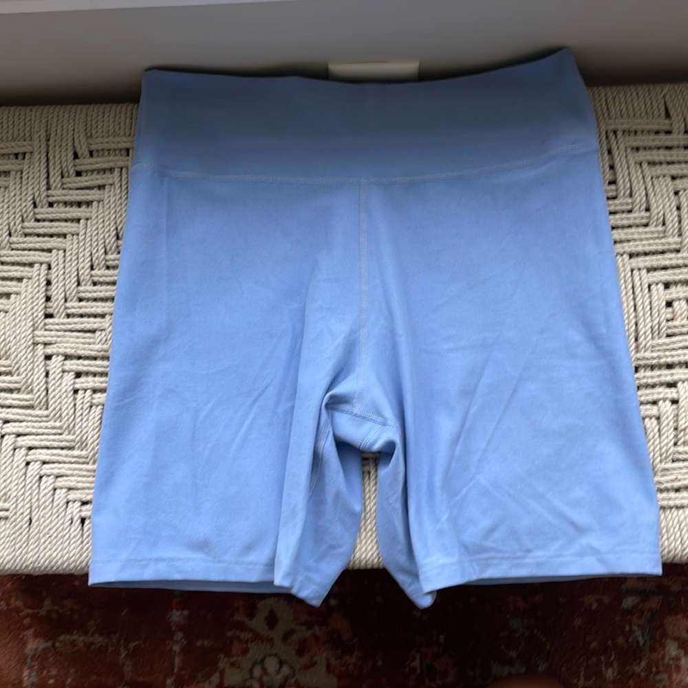 A&F bike shorts in periwinkle color